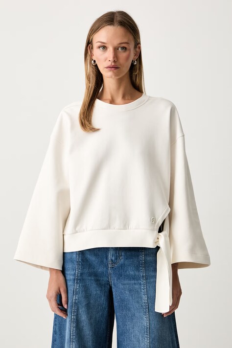 BOSS bluza damska z bawełną Essega1 beżowa 50562856