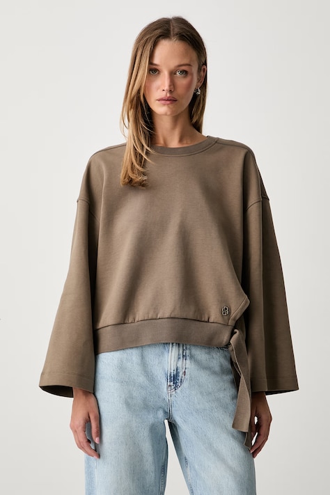 BOSS bluza damska z bawełną Essega1 brązowa 50562856