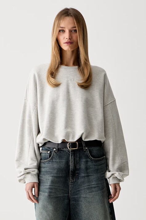 Gestuz bluza oversize damska z bawełną GZkahla szara 10911430