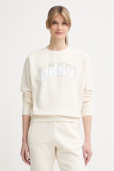 DKNY bluza damska z bawełną beżowa DP6T1755
