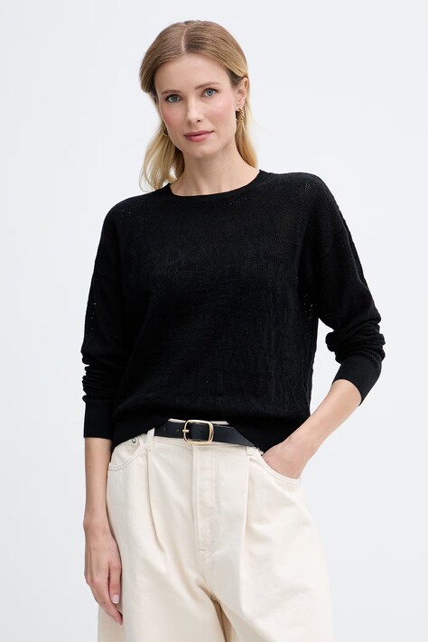 DKNY sweter damski z bawełną czarny DJ6R0535