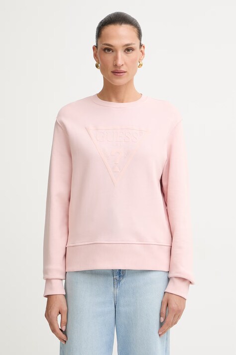 Guess μπλούζα γυναικεία με βαμβάκι ροζ W6YQ04 K3858