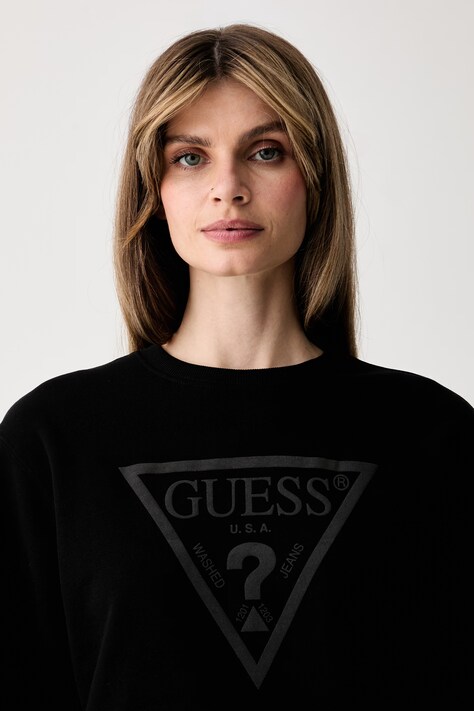 Guess μπλούζα γυναικεία με βαμβάκι μαύρη W6YQ04 K3858