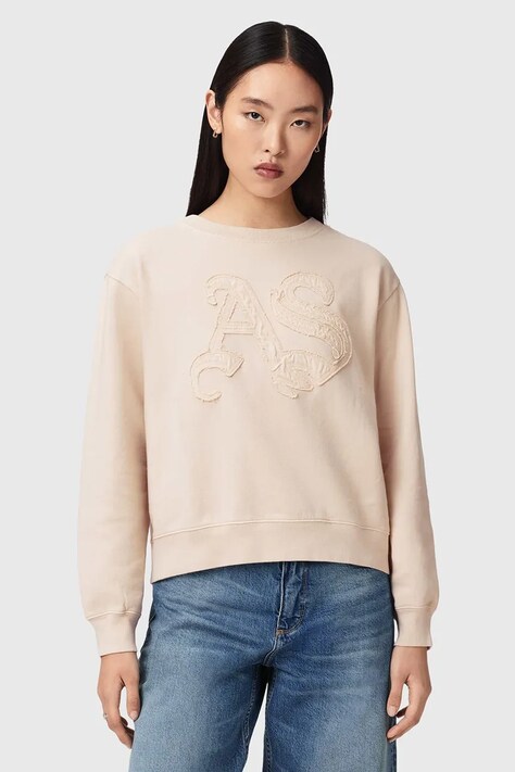 AllSaints bluza damska bawełniana INSIGNIA beżowa W198JE