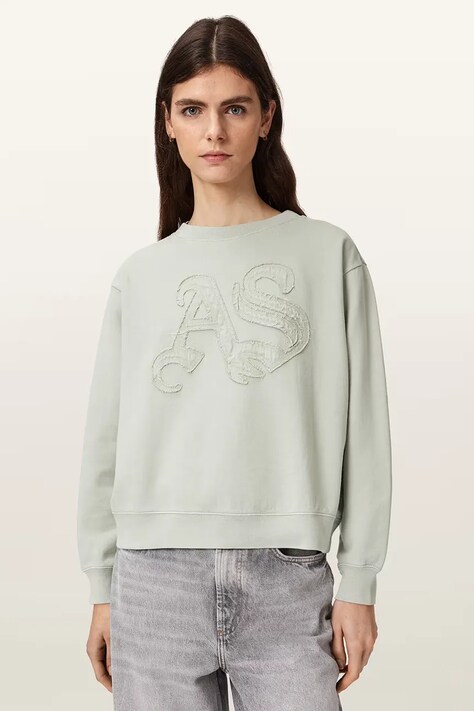 AllSaints bluza damska bawełniana INSIGNIA beżowa W198JE