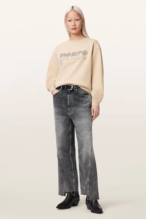 AllSaints кофта жіноча з бавовною PEACE — AW26-BLDZZW, бежевий — фото 3