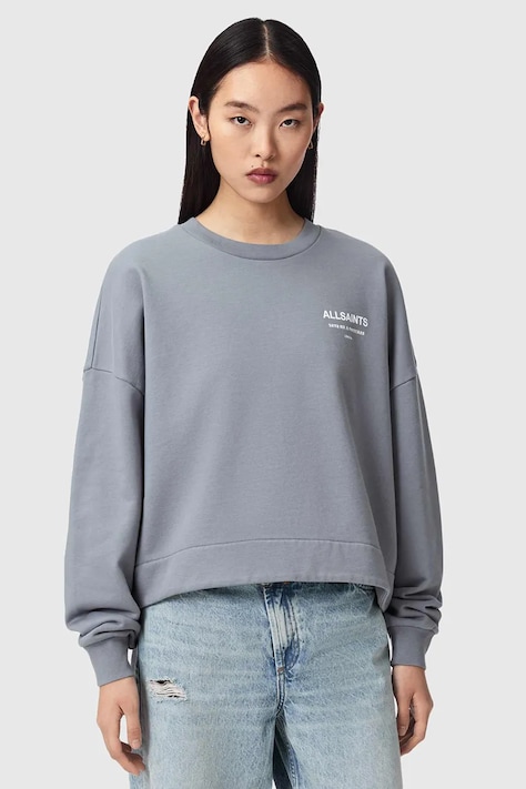 AllSaints bluza oversize damska bawełniana DREAMER niebieska W188JE