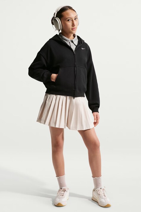 Nike Bluza rozpinana z kapturem dziecięca z bawełną Nike Sportswear Studio Fleece czarna IM4904