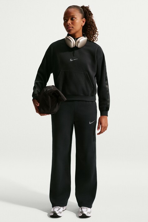 Nike Bluza dziecięca z bawełną Nike Sportswear Studio Fleece czarna IM4932