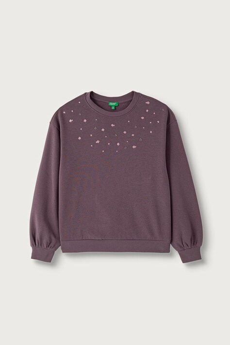 United Colors of Benetton Bluza dziecięca z bawełną fioletowa 39M2C10V5