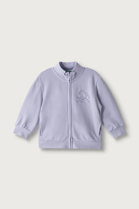 United Colors of Benetton Mikina na zips detská bavlnená fialová 3J70G504H