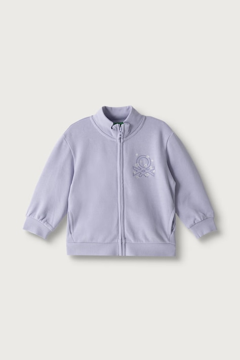 United Colors of Benetton Mikina na zips detská bavlnená fialová 3J70G504H