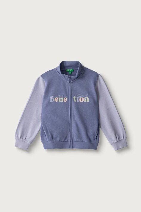 United Colors of Benetton Bluza rozpinana dziecięca bawełniana fioletowa 3J70G504H