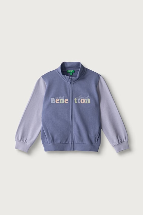 United Colors of Benetton Felpa con cerniera per bambini in cotone violetta 3J70G504H