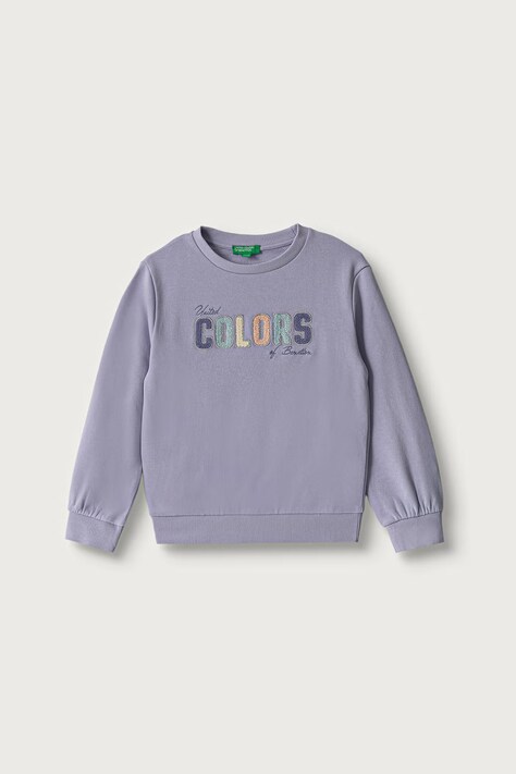 United Colors of Benetton Felpa per bambini in cotone violetta 3J70G10NG