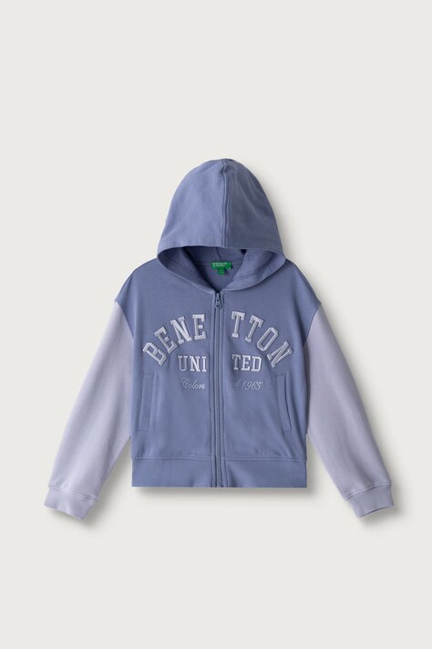 United Colors of Benetton Mikina na zips s kapucňou detská bavlnená fialová 3J68C506D