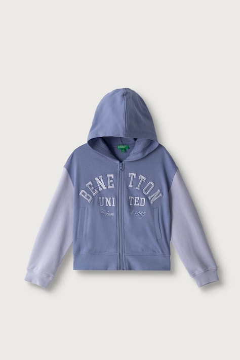 United Colors of Benetton Mikina na zips s kapucňou detská bavlnená fialová 3J68C506D