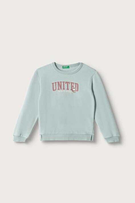 United Colors of Benetton Felpa per bambini con cotone turchese 39M2G10GM