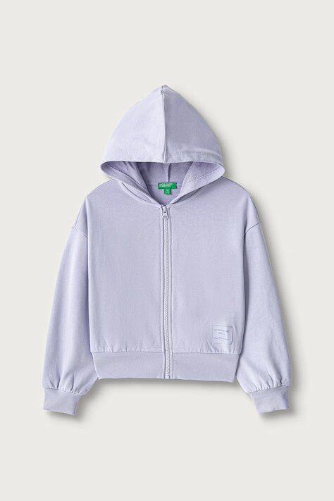 United Colors of Benetton Суичър с цип и качулка за деца от памук виолетов 38O3C506C