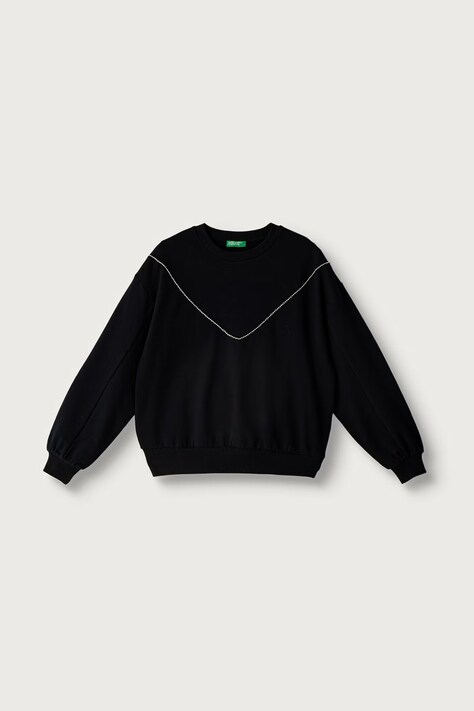 United Colors of Benetton Μπλούζα παιδική με βαμβάκι μαύρη 30L3C10KW