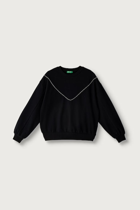 United Colors of Benetton Μπλούζα παιδική με βαμβάκι μαύρη 30L3C10KW