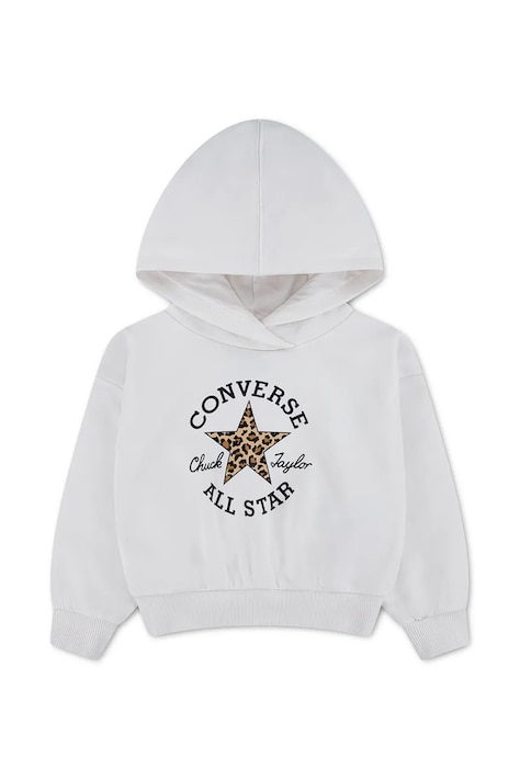 Converse Μπλούζα με κουκούλα παιδική με βαμβάκι λευκή 3CJ841