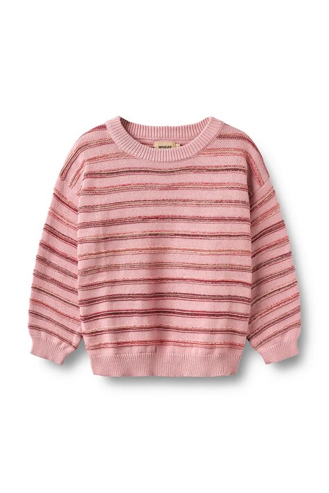 Wheat Sweter dziecięcy bawełniany różowy 2534-560-GOTS