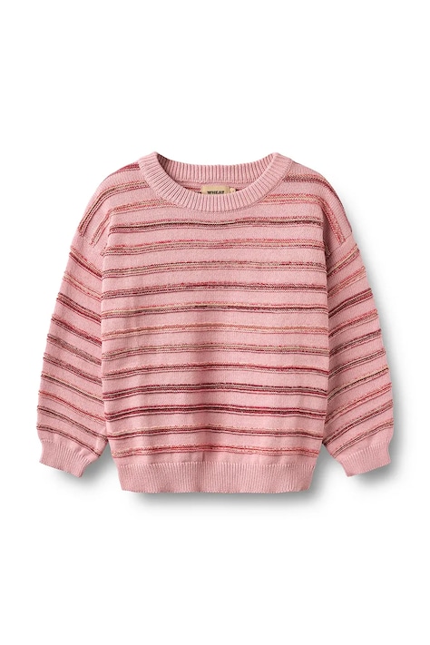 Wheat Sweter dziecięcy bawełniany różowy 2534-560-GOTS