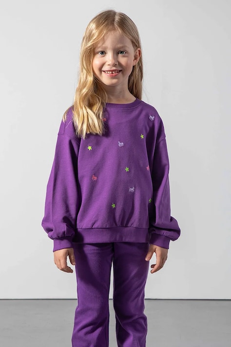 Coccodrillo Mikina dětská bavlněná fialová HOBBY PONNY GIRL KIDS