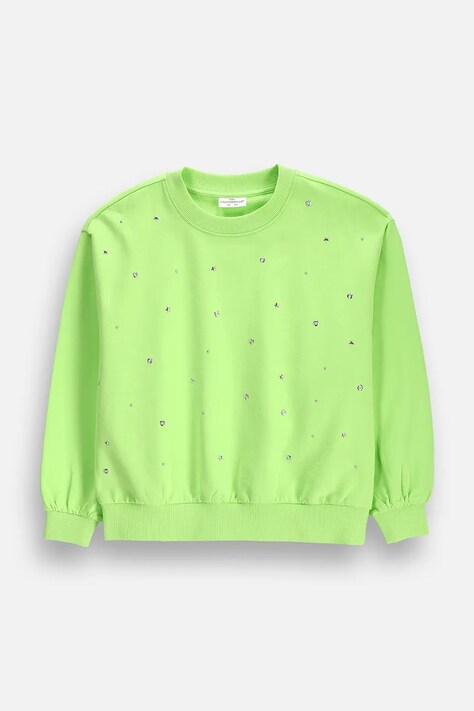 Coccodrillo Bluza dziecięca bawełniana zielona HOBBY PONNY GIRL JUNIOR
