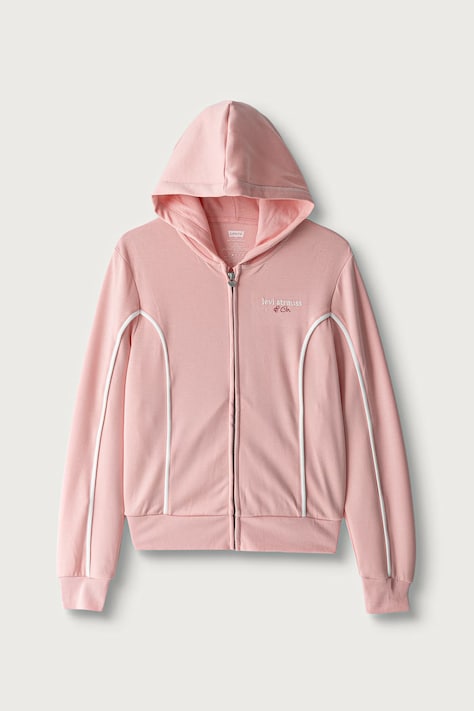 Levi's felpa con cerniera e cappuccio per bambini con viscosa MEET AND GREET VARSITY HOO rosa 4ER415