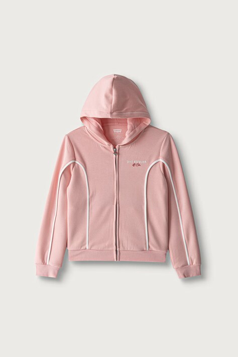 Levi's Bluza rozpinana z kapturem dziecięca z wiskozą MEET AND GREET VARSITY HO różowa 3ER415