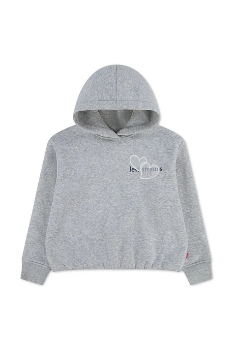 Levi's bluza z kapturem dziecięca z bawełną MEET AND GREET BUBBLE HOOD szara 4ER420