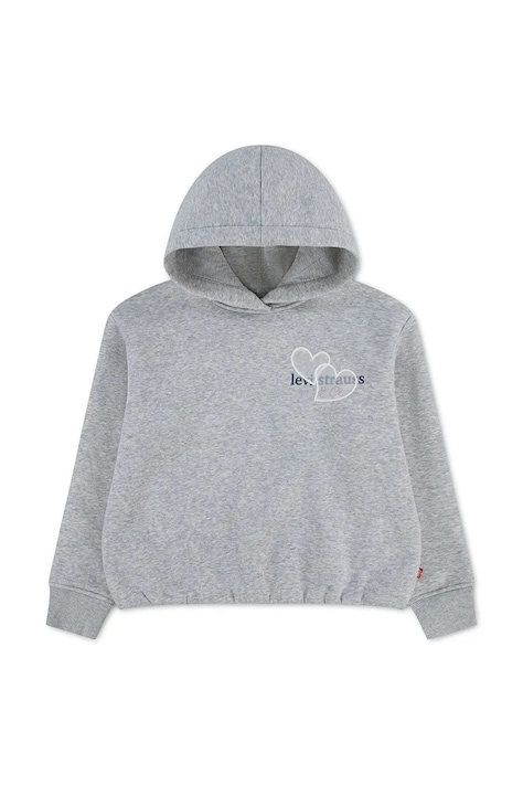 Levi's bluza z kapturem dziecięca z bawełną MEET AND GREET BUBBLE HOOD szara 4ER420
