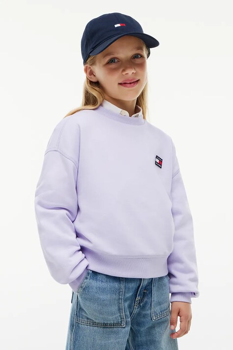 Tommy Hilfiger Bluza dziecięca bawełniana fioletowa KG0KG09567
