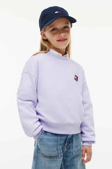 Tommy Hilfiger Bluza dziecięca bawełniana fioletowa KG0KG09567