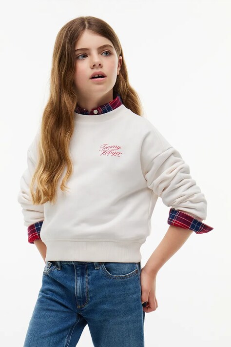 Tommy Hilfiger Bluza dziecięca z bawełną biała KG0KG09572