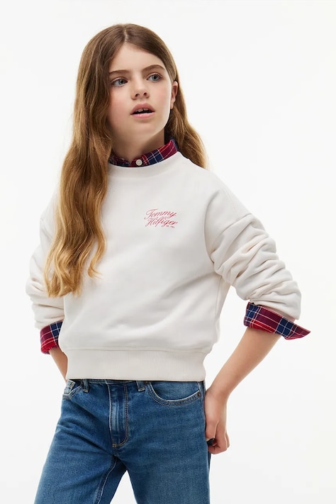 Tommy Hilfiger Bluza dziecięca z bawełną biała KG0KG09572