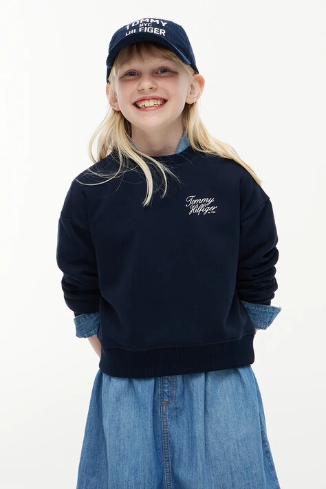 Tommy Hilfiger Bluza dziecięca z bawełną granatowa KG0KG09572