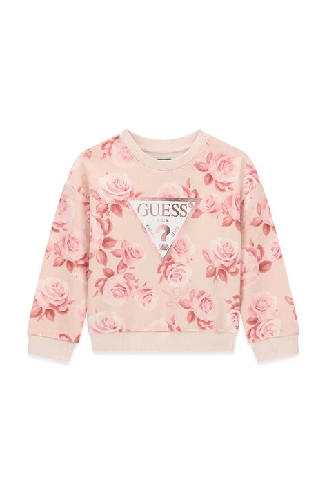 Guess Bluza dziecięca bawełniana różowa K6BQ04 K5896