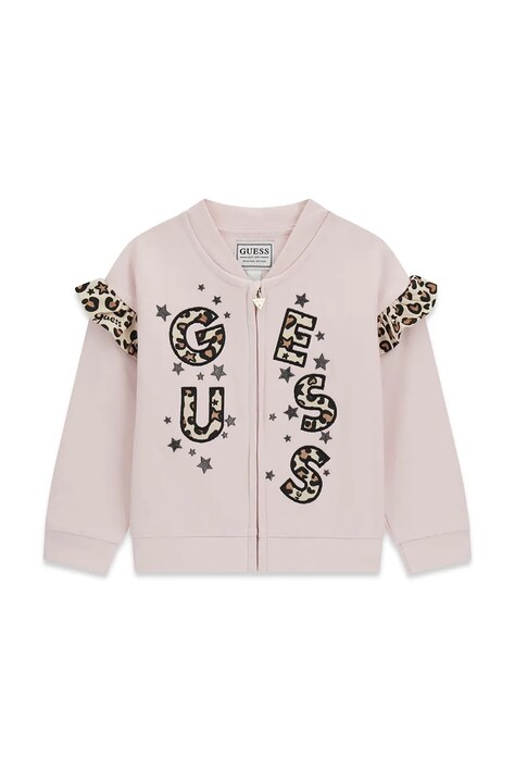Guess Bluza rozpinana dziecięca bawełniana różowa K6BQ03 K5895