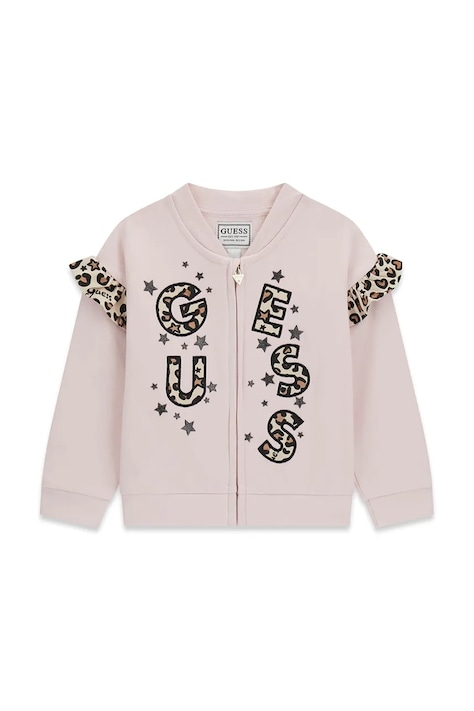 Guess Bluza rozpinana dziecięca bawełniana różowa K6BQ03 K5895
