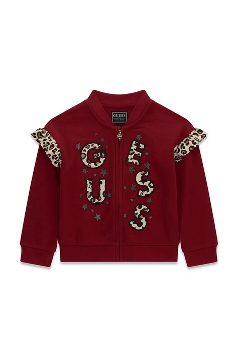 Guess Bluza rozpinana dziecięca bawełniana bordowa K6BQ03 K5895