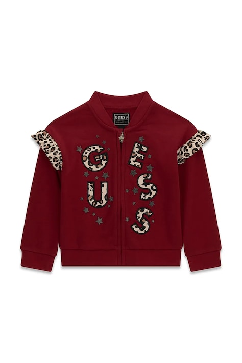 Guess Bluza rozpinana dziecięca bawełniana bordowa K6BQ03 K5895