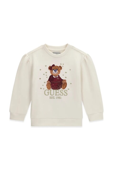 Guess Bluza dziecięca bawełniana beżowa K6BQ02 K5894