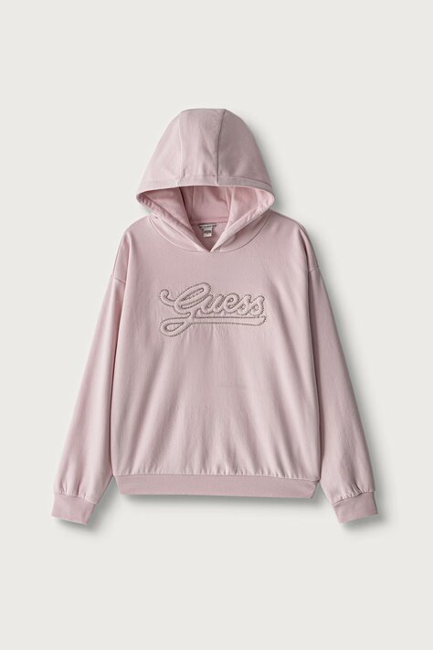 Guess mikina s kapucňou detská s bavlnou ružová J6BQ06 K6091