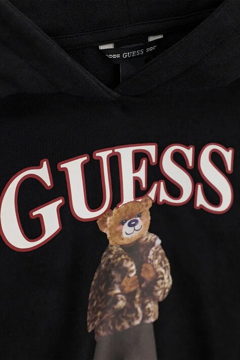 Guess Bluza z kapturem dziecięca bawełniana czarna J6BQ03 K6086