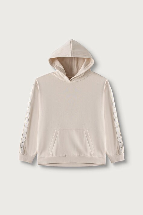 Puma bluza z kapturem dziecięca z bawełną ESS TAPE Relaxed Hoodie beżowa 694958