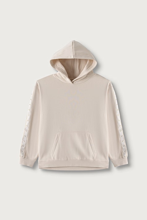Puma bluza z kapturem dziecięca z bawełną ESS TAPE Relaxed Hoodie beżowa 694958