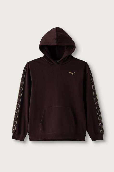 Puma bluza z kapturem dziecięca z bawełną ESS TAPE Relaxed Hoodie brązowa 694958